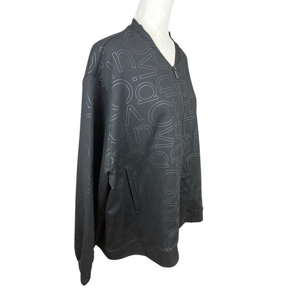 Calvin Klein Jacket Womens Size 2X Black Abstract All Over Logo Athleisure New - Picture 4 of 13